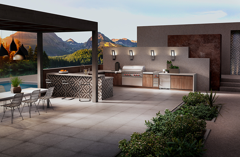 Luxury Outdoor Kitchen Appliances - Wolf Outdoor Gas Grill, Wolf Built-In Burner Module and Sub-Zero Outdoor Refrigerators